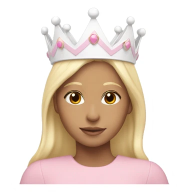 White and pastel pink crown worn by a blonde girl sticker