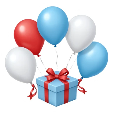 Please make light blue and white balloons too, make several and tie them to a gift sticker