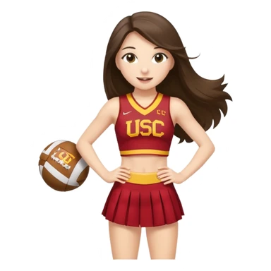 full body skinny white happy long haired brunette girl USC cheerleader sticker