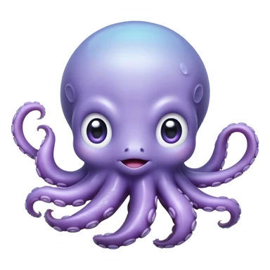 Meme-Worthy Floating Baby Octopus Portrait Emoji, Drifting gracefully in the water with soft, curled tentacles and a dreamy, weightless posture, showcasing a smooth, rounded light blue-purple body with mesmerizingly large, gentle eyes gazing into the abyss, Simplified yet poetically expressive features, highly detailed, glowing with a soft, celestial marine glow, high shine, quiet and mystical, stylized with an air of deep-sea serenity, soft glowing outline, capturing the essence of a tiny, peaceful cephalopod floating endlessly in the infinite beauty of the ocean depths! sticker