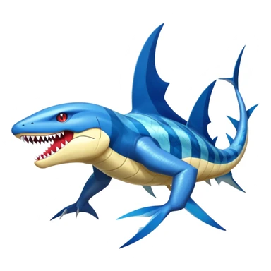 Shiny Exotic Colorful epic Sharpedo-Garchomp-Gabite-Salamence-Koraidon-Gyarados-Fakémon-hybrid-creature (full body)  sticker