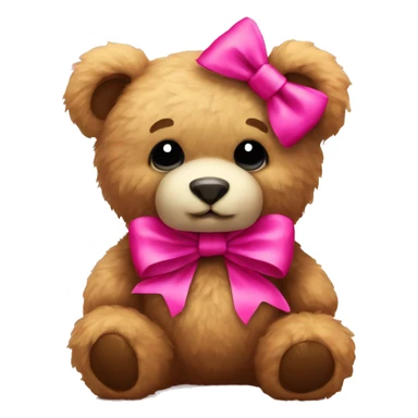 Fluffy teddy bear with bright pink bow  sticker