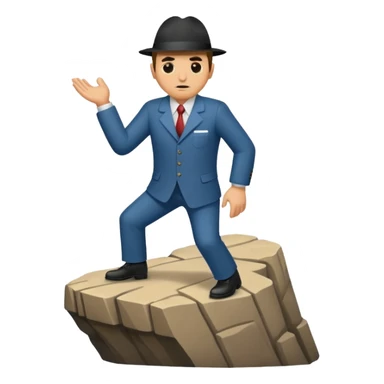 a mafiosi informant bound up and held over a cliff sticker