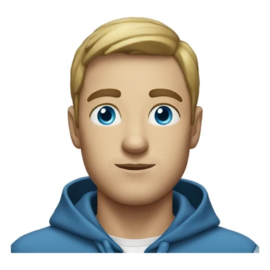 A man with blue eyes, wearing a hooded sweatshirt. sticker
