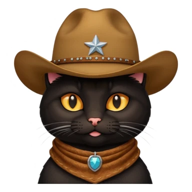 Gato negro con sombrero vaquero  sticker