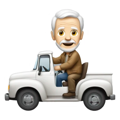 White old man driving ford truck sticker