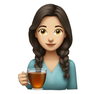 brunette girl drinking tea from a Turkish traditional glass sticker