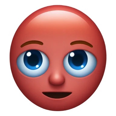 A Person with red all over their face no eyes no mouth no ears no hair that has a little blue round thing covering their sight sticker