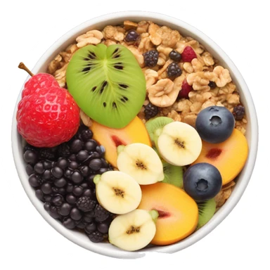 An açai bowl with fruits and granola ￼on it sticker