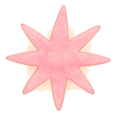 ghibli style icon of a pink starburst, soft colors, whimsical sticker