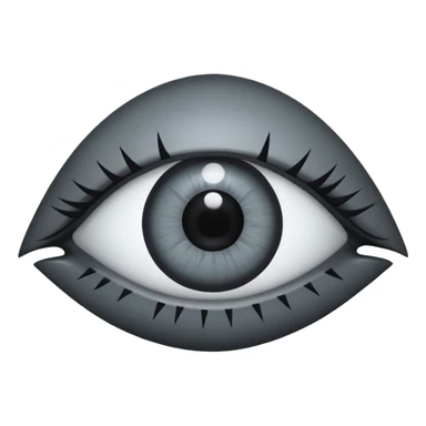 Minimal emoji, gothic futuristic eye, cold grey sclera, pupil replaced by a solid black number 8, occult cyber aesthetic, sharp clean lines, flat emoji design, centered, transparent background sticker