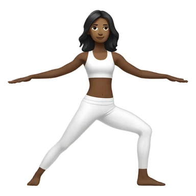 White woman with black hair doing warrior one yoga pose sticker