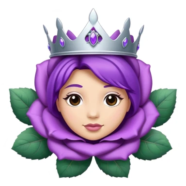 Purple rose with silver tiara and a purple emblem leaf wreath sticker