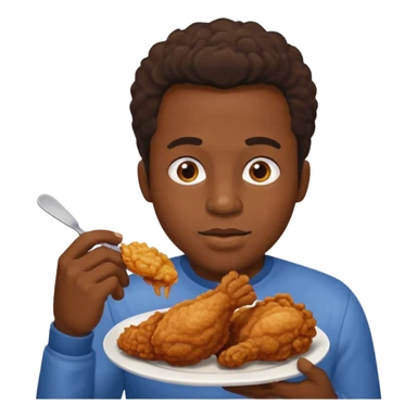 black man eating fried chicken sticker