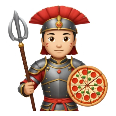 chinese ancient warrior with pizza sticker