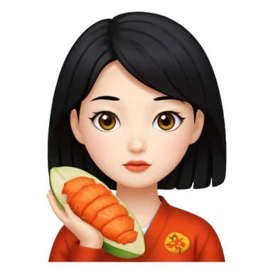 Wearing kimchi girl with black hair sticker