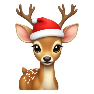 Baby deer with Xmas hat sticker