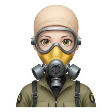 cyberpunk gasmask girl programmer bald sticker