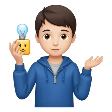 3D imoji of  The little boy who is a magic designer, he is a graphic designer, he should not be holding anything sticker