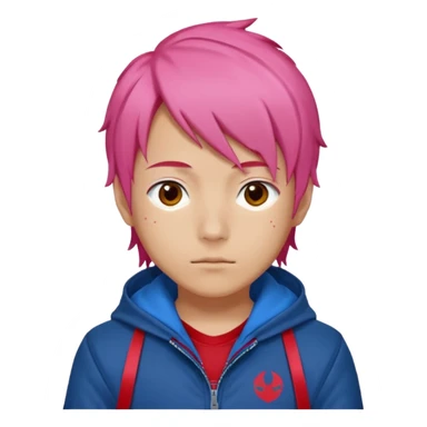 yuiji itadori jjk avec cheveux rose veste bleu capuche rouge sticker