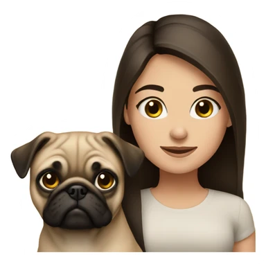 Brunette girl with a Pug  sticker