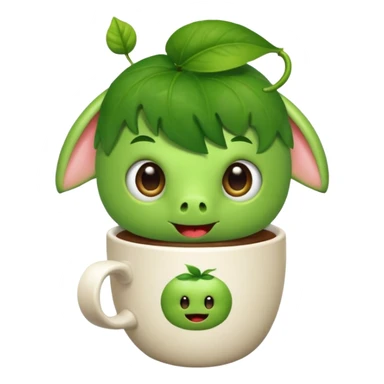 Cut the Rope's Om Nom cute from  in barista's suite with a cup of cofee sticker