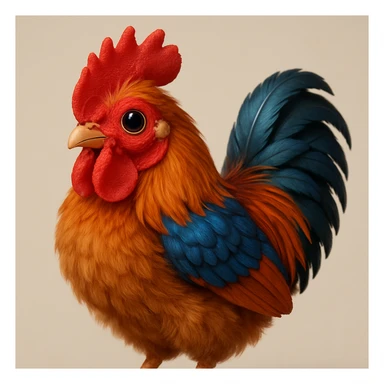 realistic, fluffy rooster emoji sticker