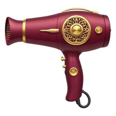 burgundy blow dryer covered in jewelry sticker