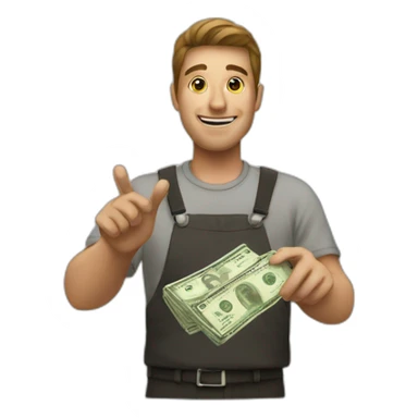 man giving tip money sticker