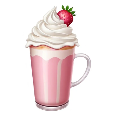 Pink latte with whip cream and strawberries  sticker