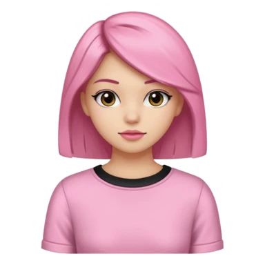 Un emoji de una. Chica linda adolescente vestido rosado pelo corto negro casi por los hombros besando a un chico lindo de pelo y ropa moderna sticker