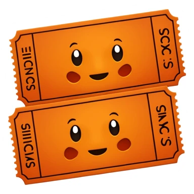 Two dark orange movie tickets sticker