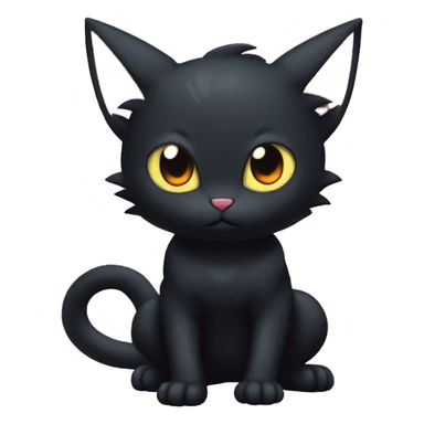 Cool Cute Edgy Black Dark Chibi Cat-Noibat-Noivern-Litten-Fakémon-hybrid sticker
