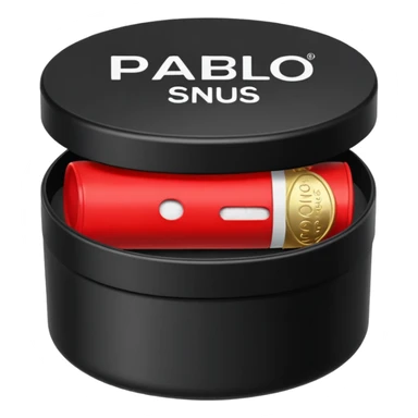 A swedish snus/lip pillow in the box black little box and write on them mini pablo (red) sticker