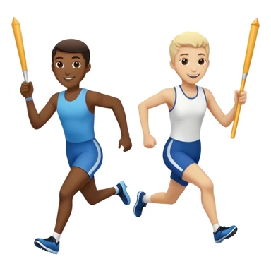 Show the baton being passed off like in a relay race. Make them smiling  and running in a track relay race  sticker