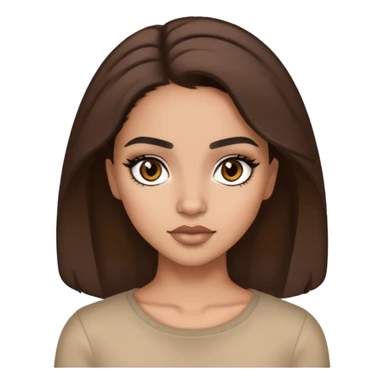 lightskin girl that has brown hair and eyes with lightly styled latina makeup with black eyebrows sticker