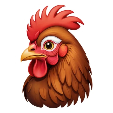 Cinematic Noble Brown Rooster Portrait Emoji, Poised and regal, with a robust, commanding build and a rich, well-groomed brown plumage, deep-set soulful warm eyes, Simplified yet sharp and sophisticated features, highly detailed, glowing with a soft, dignified glow, high shine, intelligent and proud, stylized with an air of rustic majesty, focused and attentive, soft glowing outline, capturing the essence of a watchful and confident leader, so majestic it feels as though it could crow out of the screen with effortless authority! sticker