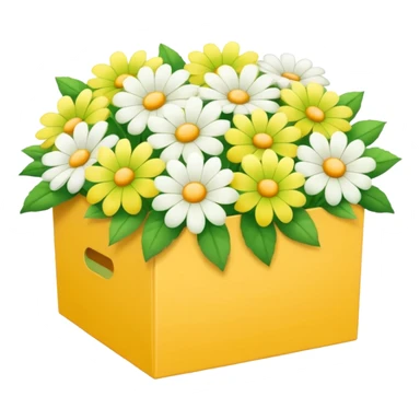 box full of yellow, white and green flowers. pastel colors sticker
