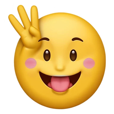 an emoji with its tongue sticking out and has the peace sign tilted sticker