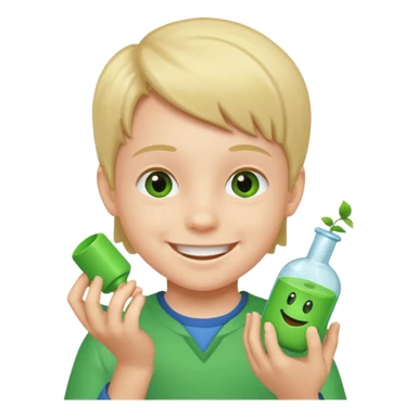 kid playing green formula toy sticker