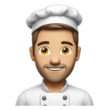 a white brunet man is cooking sticker