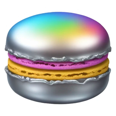 Realistic metallic silver macaroon with gradient colorful filling  sticker