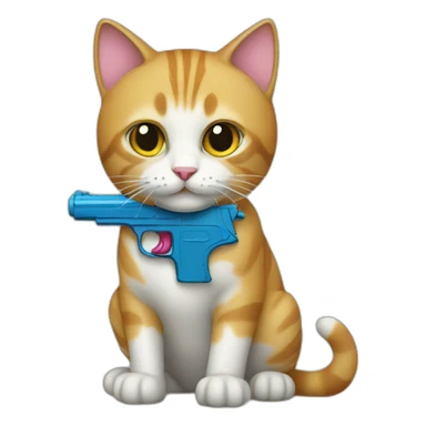 cat with a water pistol sticker