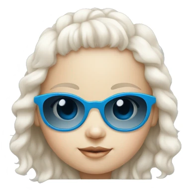 white little baby girl with blue sunglasses sticker