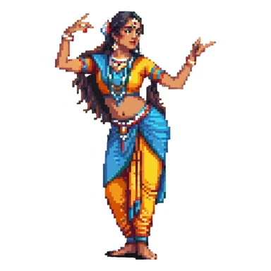 Indian dancer with expressive hand gestures, bright costume sticker