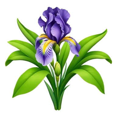 bouquet Soft Green Iris, luxuriant, leaf, bud sticker