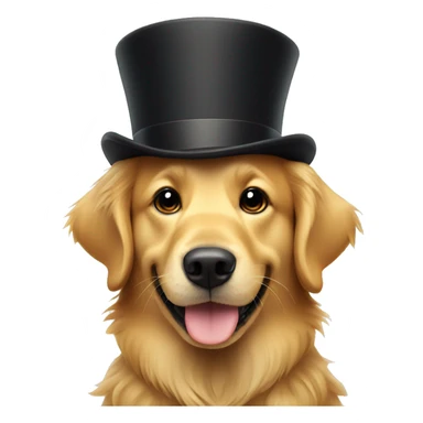 Golden retriever wearing a top hat smiling sticker