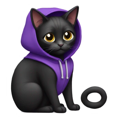 Black cat with a purple hoodie  sticker