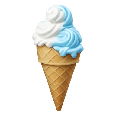 light blue and white swirl ice cream with a cone sticker