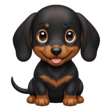 Black miniature Daschund puppy looking happy sticker